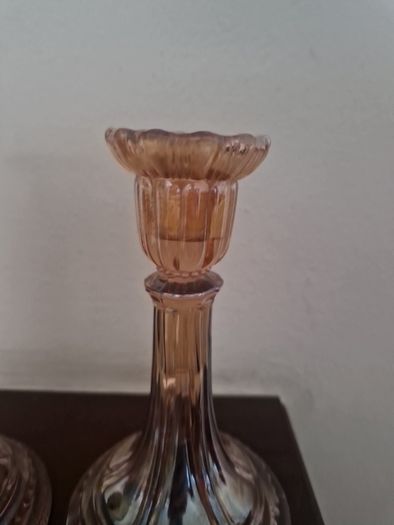 carnival glass candleholders