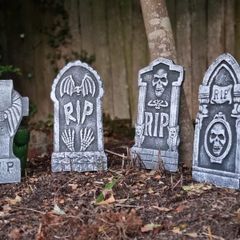 Set of 4 Tombstones Travestone - Grave Headstones Rip Halloween Party Polystyrene Decorations Prop Graveyard