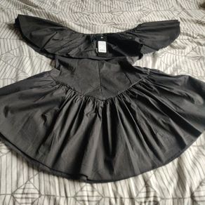 Cameo Rose Black Poplin Tiered Mini Dress , NEW LOOK