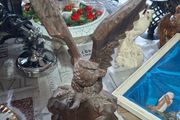 Beautiful Large Old Hand-Carved Wooden Eagle Statue with Outstretched Wings Postage Available