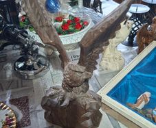 Beautiful Large Old Hand-Carved Wooden Eagle Statue with Outstretched Wings Postage Available