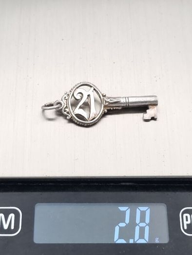 Vintage Sterling Silver 21st birthday Lucky Key Charm