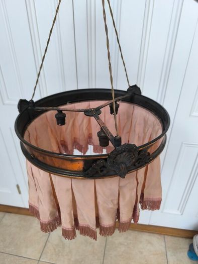 Antique Victorian/Edwardian Silk Fringe Ceiling Light Shade