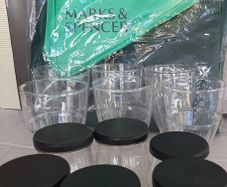New picnic/cooler bag plastic sundae dishes and small glass bottles