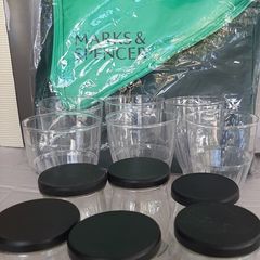New picnic/cooler bag plastic sundae dishes and small glass bottles