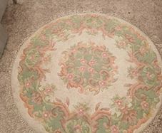 large round hand woven wollen vintage rug, pastel colours, superb wollen rug