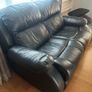 Black Leather 2 Seater Recliner Couch Very Good Condition Image 3