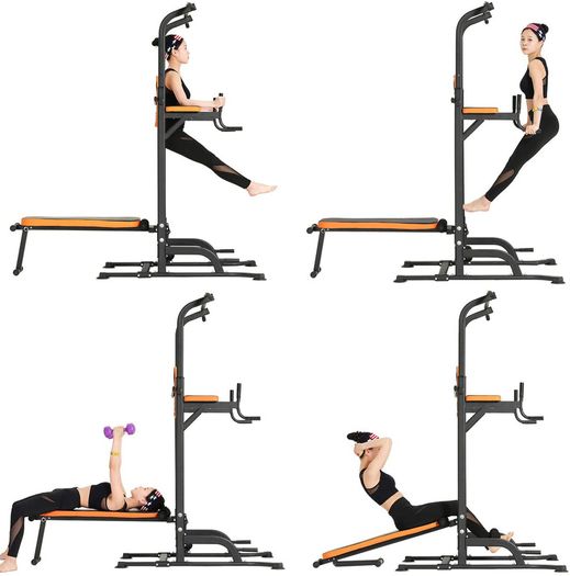 _Roman Power Tower Chair With Bench, Home Weight Lifting Bar, Weight Station, Dip Station, Pull Up Bar, Pull Up Station