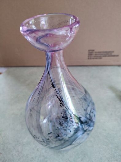 Striking, unusual and beautiful, small hand blown JER POINT vase