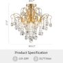 Crystal Chandelier Flushmount Ceiling Light Modern Lighting Fixture for Bedroom Hallway Bar Kitchen Bathroom, H 45 x W 50, E14 Base, Gold Image 2