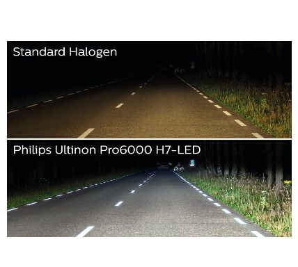 Philips Ultinon 12V Pro6000 H7 LED Headlight Bulb with Road Approval, +230% Brighter Light