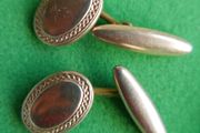 Antique Cufflinks engraved design, antique. Oval fronts  gilt,  c1900.