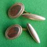 Antique Cufflinks engraved design, antique. Oval fronts  gilt,  c1900. Image 4