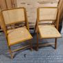 Pair of Vintage Wooden Folding Chairs with Cane Rattan Image 2
