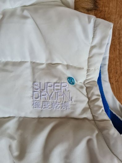 Superdry Navy / White Gilet with Faux Fur Hood