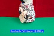Handmade Felt Badger Figurine