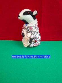 Handmade Felt Badger Figurine