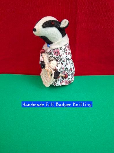 Handmade Felt Badger Figurine