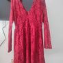 H&M red lace long sleeve V-neck, A-line skirt dress size 10 Image 3