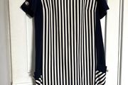 Nissa navy and white striped dress with gold buttons UK10