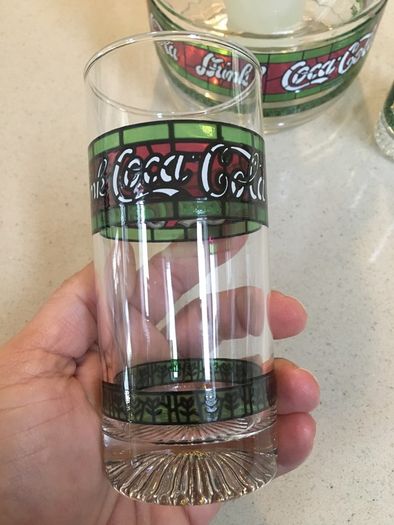 Coca Cola Glass Tiffany style Jug set RARE