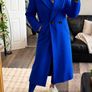 River Island Cobalt Blue Relaxed Fit Double Breasted Coat Size 12 Image 10