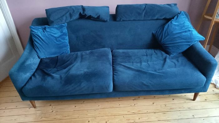 3 Seater Blue Velvet Couch