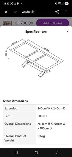 Solid wood Extendable dining table and chairs
