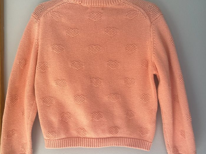 Mango kids peach hearts girls cotton cardigan Age 3-4 EUC