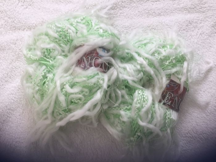 Sirdar fresco yarn green and white 2no. balls