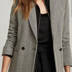 Reiss Women Taite Herringbone Blazer - Wool blend - UK10 - BNWT RRP 420
