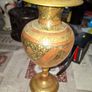 Beautiful Etched Brass Vase with red and Floral Enamel Accents, Postage Available Image 2