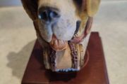 Lovely St. Bernard resin head figurine hand painted.
