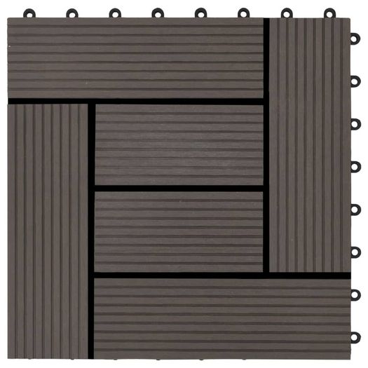 22 pcs Decking Tiles 30x30 cm 2 sqm WPC Dark Brown