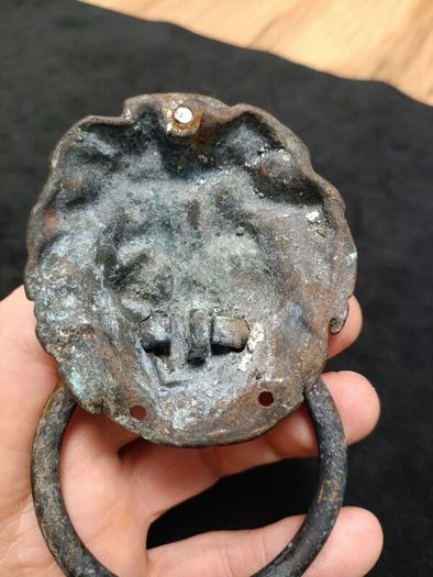 Rare  Antique Metal Architectural Lion Head Door Knocker