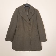 Marks & Spencer Dark Olive Green Textured Button Up Wool Peacoat Short Coat 18UK/46EU