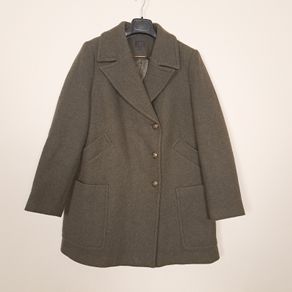 Marks & Spencer Dark Olive Green Textured Button Up Wool Peacoat Short Coat 18UK/46EU