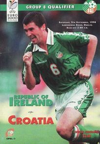 Very Rare 1998 Republic of Ireland v Croatia Hrvatska - Euro 2000 Programme