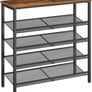 Shoe Rack, 5 Tier Shoe Organizer, Shoe Storage Rack for 16 /20 Pairs, Adjustable Mesh Shelves, Shoe Storage Unit for Entryway, Metal Frame, Sturdy, Industrial, Rustic Brown Image 2