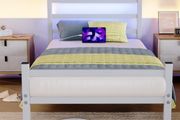 Single Bed Frame with Headboard &amp; LED Lights,Heavy Duty Metal Platform Bed Frame with Charging Station,Mattress Base/Strong Steel Slats Support/Under-bed Storage/Easy Assembly for Adults White