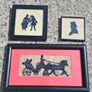 3 X Victorian Embroidered Silhouettes on Linen Image 2