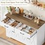 Sideboard, 120 cm Wide Kitchen Cabinet with Worktops, Kitchen Buffet Storage Cabinet with 2 Drawers and 4 Doors, Living Room, Kitchen, Hallway, White & Brown Image 7