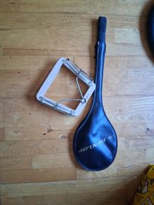 Vintage "Dunlop" Wooden Tennis Racket with Press (Retro / Decor)