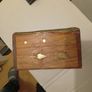 Antique Oak Box with Brass Insert Design Running through it Image 4