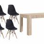 6 Seater Wooden Dining Table Set Nordic Style Oak Image 3