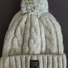 superdry light grey really warm hat