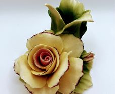 Vintage  Italian Capodimonte cream rose candle holder