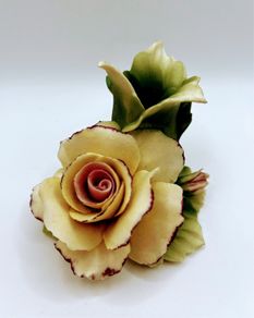 Vintage  Italian Capodimonte cream rose candle holder