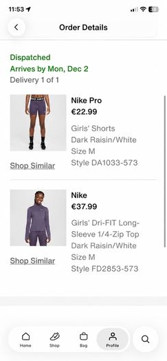 Nike Dri-FIT 1/2-  1/4-zip top, size M,  137-146cm