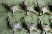 Vintage Dhokra Brass Crow Figurine or Ornament Lost Wax, Tribal India Cast Bronze (25 each)